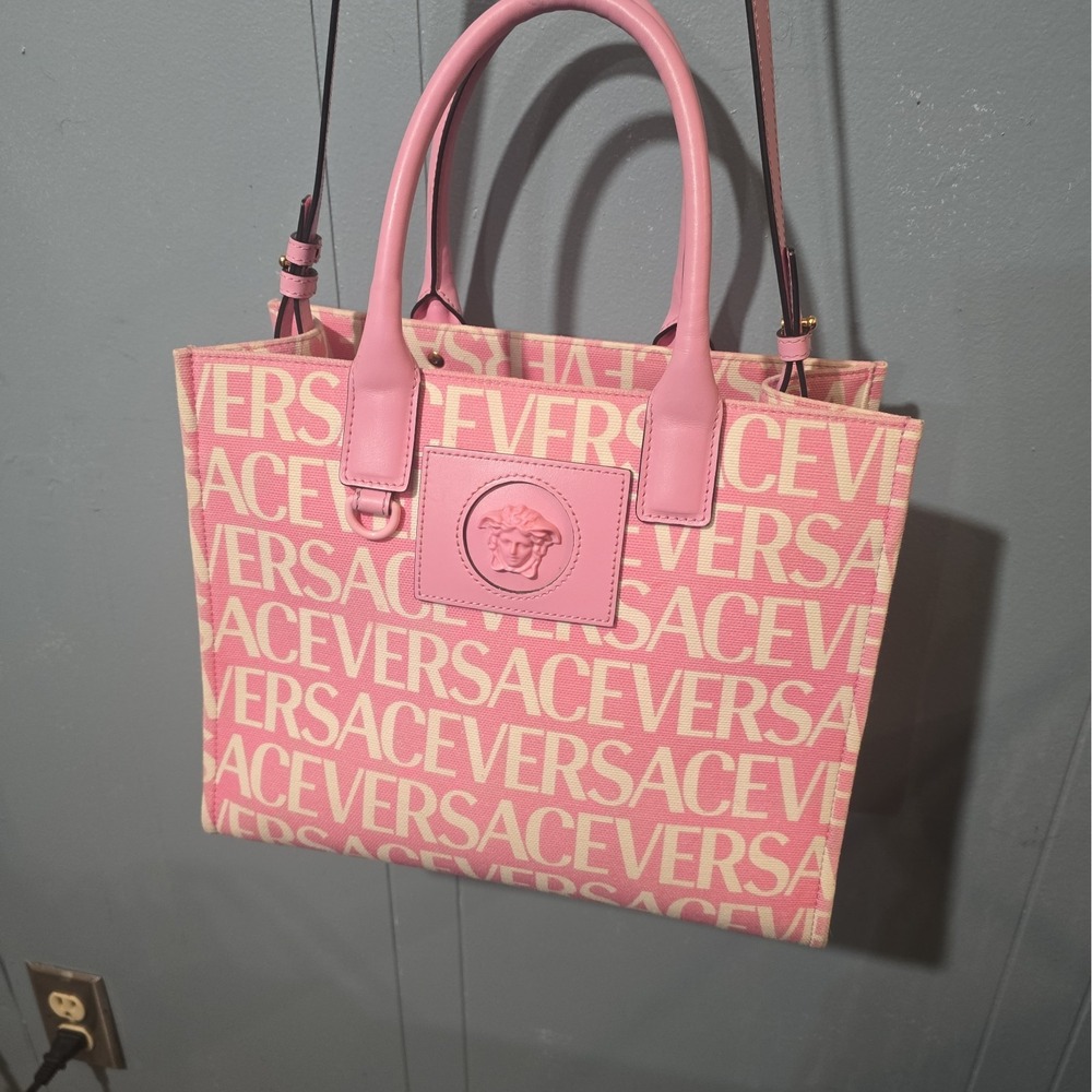 Versace Medusa Large Canvas Tote Bag Pink Authentic